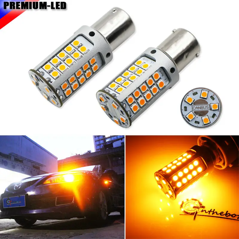 Нет Hyper Flash 21 Вт Янтарный 1156 BA15s P21W 7507 светодиодные лампы для автомобиля Honda Hyundai Mazda