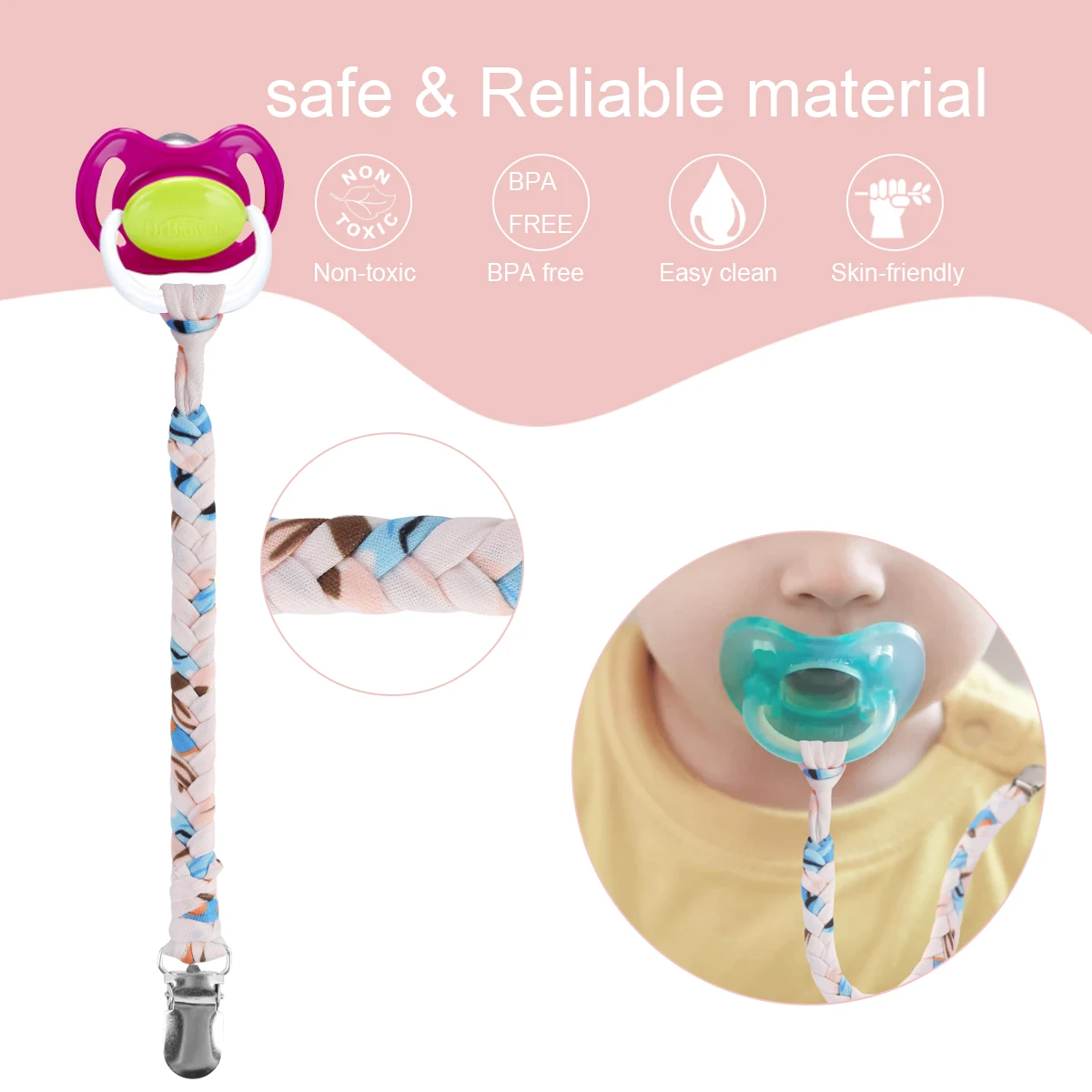 4PC New Baby Pacifier Clip Chain Dummy Nipple Holder For Nipples Children Clips Teether Anti-drop Rope | Мать и ребенок