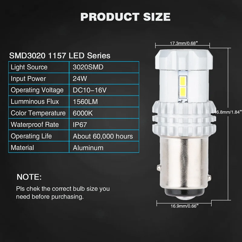Katur 2 шт. 1157 BAY15D P21/5 Вт светодиодные лампы 12 SMD 3020 автомобильная лампа Led DC 12V