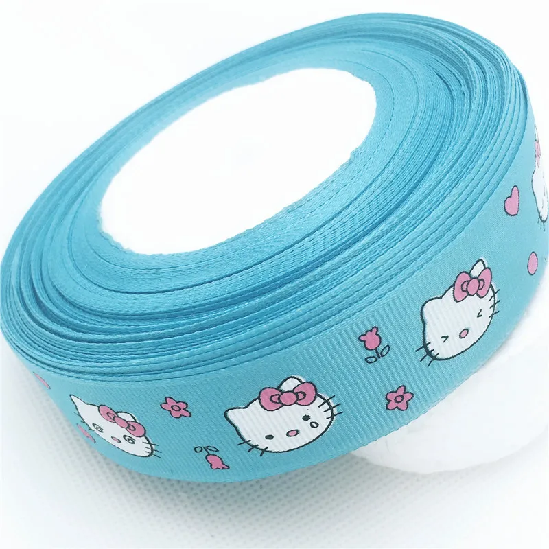 1 '✥ мм 5 ярдов синий цвет мультфильм Милая Лента Hello Kitty Полиэстеровая