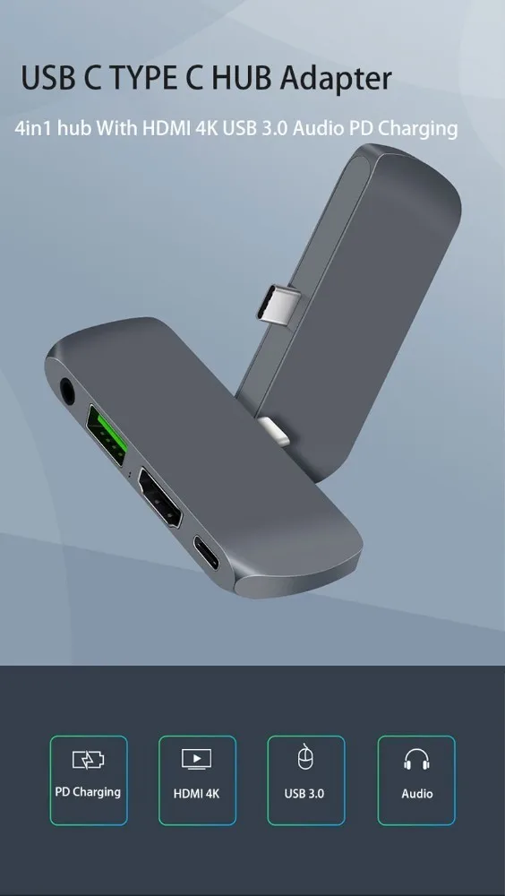 USB C концентратор для Ipad Pro адаптер с зарядка PD HDMI 4 K 3 0 5 мм аудио совместимый MacBook
