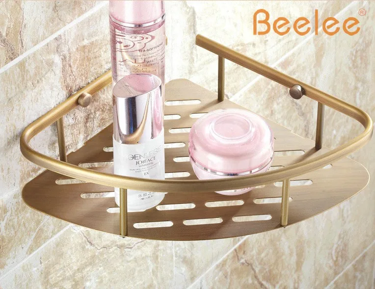 Beelee BL167A Античная бронзовая отделка треугольная мыльница ванная комната полка латунь настенный душ корзины угловой