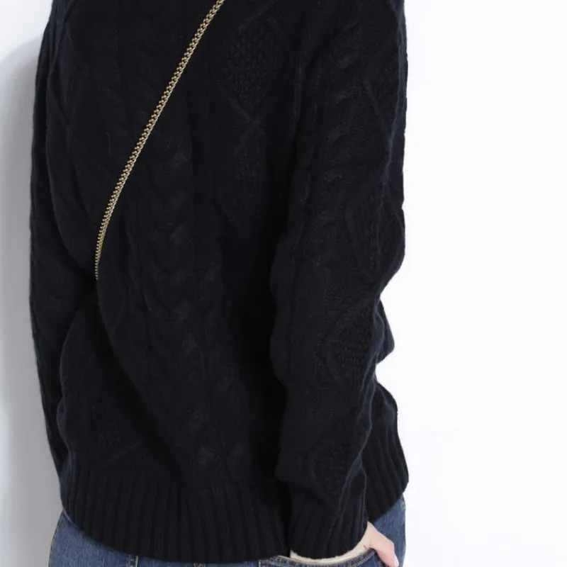 JVEII женский кашемировый свитер с высоким воротником свободный длинным рукавом