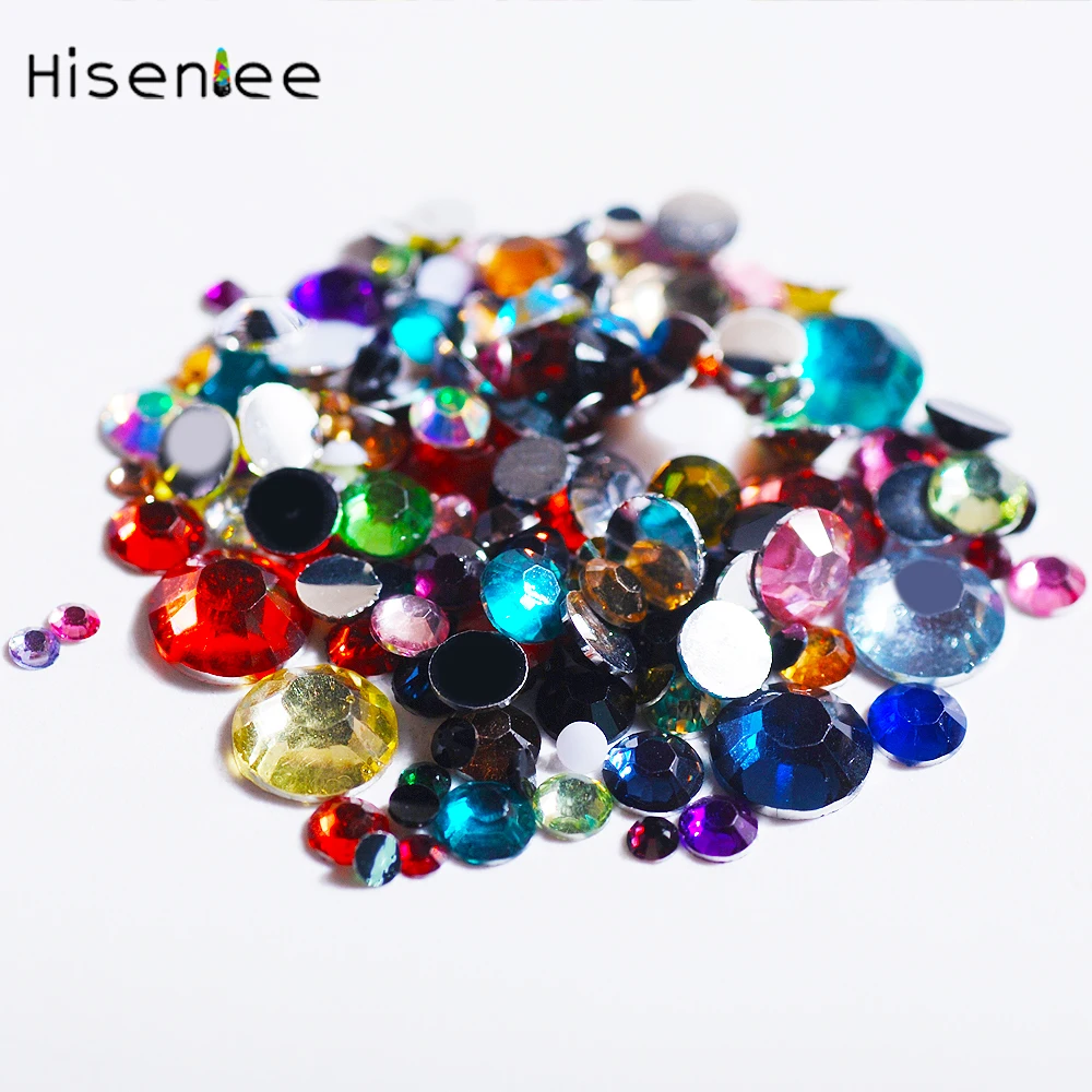 

2000PCS/Bag Hot Fashion Charm Mix Size And Color Rhinestone Shiny Colorful Glamour Resin Handmade Nail Decoration Accessories
