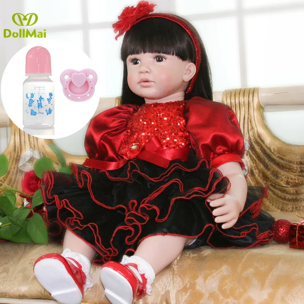 

60cm Exclusive style Silicone Reborn Baby Doll Toy Vinyl Princess Toddler Babies girl bebe reborn Boneca Child Birthday Gift