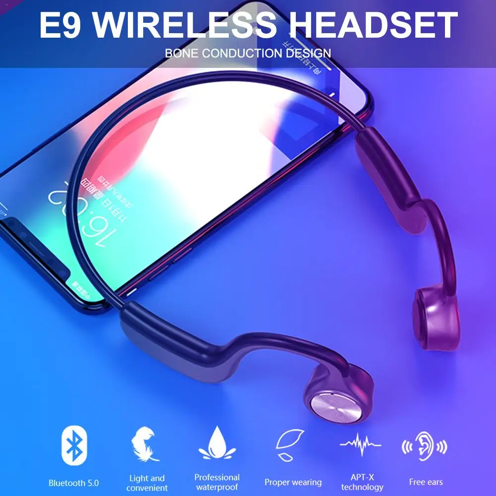 

E9 наушники Беспроводной Bluetooth 5,0 костной проводимости бинауральные стерео гарнитуры Беспроводной спортивные наушники гарнитуры