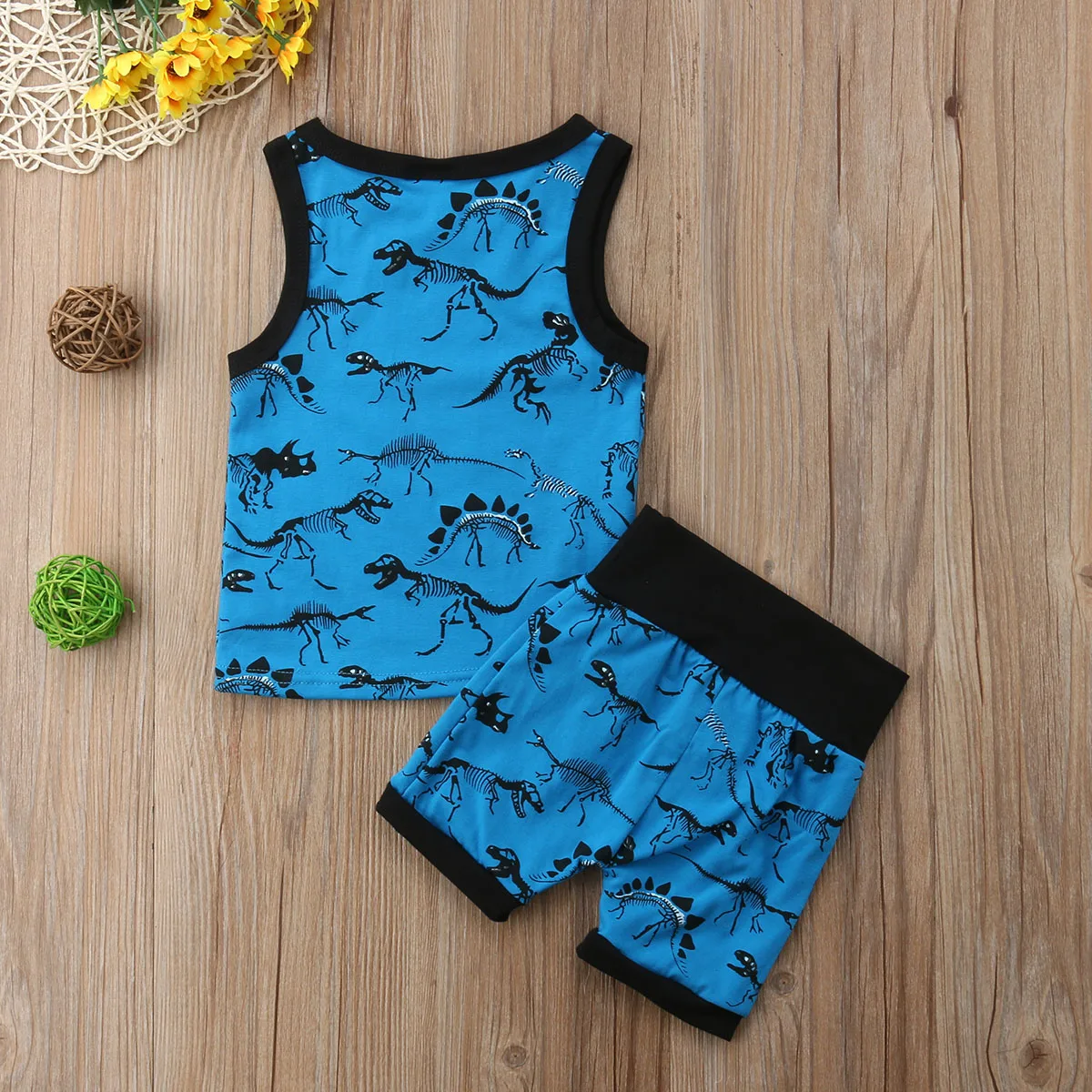 Newborn Toddler Baby Boy Dinosaur Vest Tops+Shorts 2 pcs Clothing Set Outfit Clothes | Детская одежда и обувь