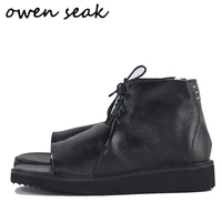 owen seak men sandals shoes high top rome sandals flip flops luxury trainers genuine leather lace up men owen sandals black