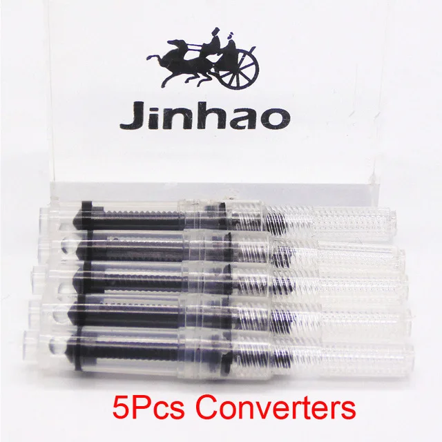 JINHAO высококачественная Металлическая черная авторучка F nib чернильные ручки школьные и офисные принадлежности канцелярские элегантные ручки для письма подарок - Цвет: 5Pcs converter