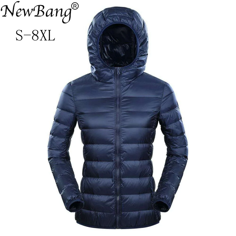 NewBang бренд 7XL 8XL пуховая куртка женская с капюшоном ультра легкая зимняя пуховик