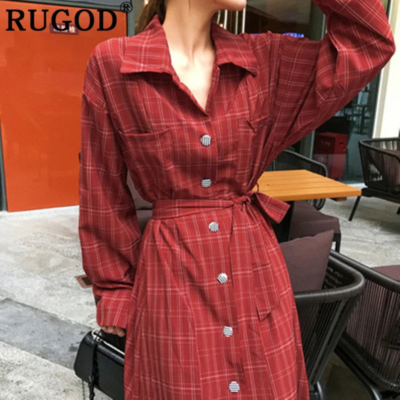 Платье RUGOD женское длинное с отложным воротником весеннее 2019|Женские платья| |
