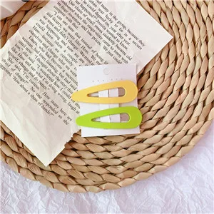 Drop-YellowGreen Модные заколки для волос для женщин, полые базовые милые заколки для волос аксессуары для девушек, корейский стиль, головной убор - Цвет: Drop-YellowGreen