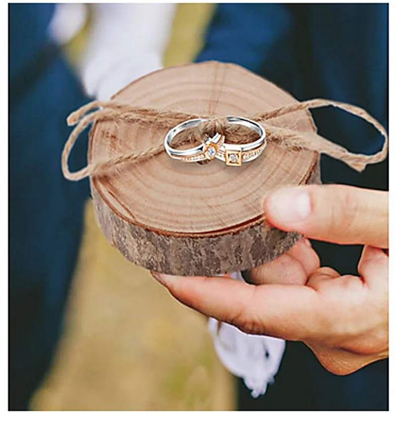 Wedding Wood Ring Pillow Rustic Country Engagement Bearer for Decoration Supplies | Дом и сад