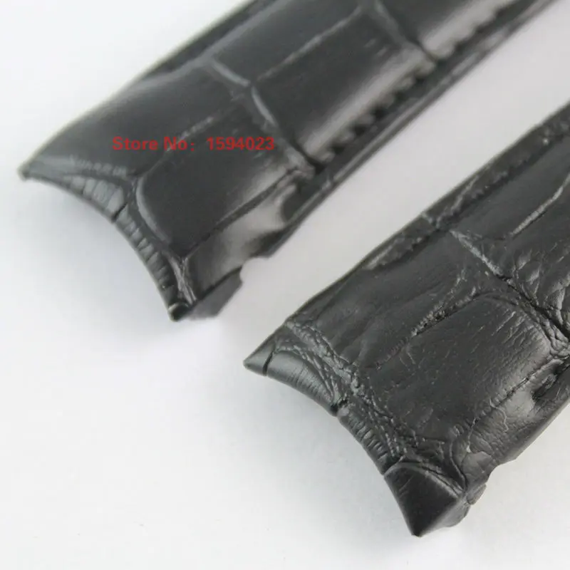 23mm (Buckle 20mm) T035617A T035439 High Quality Silver Butterfly Buckle + Brown Black Genuine Leather curved end Watchband