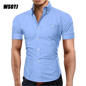 Мужская рубашка, 2017, Брендовые мужские Гавайские рубашки с коротким рукавом, повседневные, с металлической пряжкой, хитовые цвета, приталенные, черные, мужские рубашки, 3XL