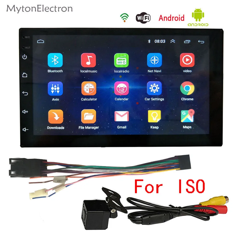 Android автомобильный радио мультимедиа аудио стерео FM два Din gps навигатор Bluetooth для Volkswagen Honda Nissan hyundai Kia Toyata CR-V - Цвет: For ISO and Cam