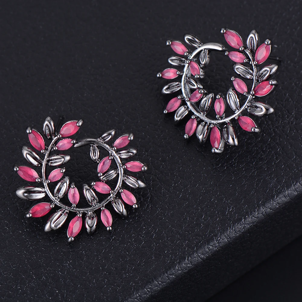 SISCATHY 2019 New Fashion Jewelry African Dubai Style Cubic Zirconia Earrings For Women Flower Cute Girls Stud 3Colors | Украшения и