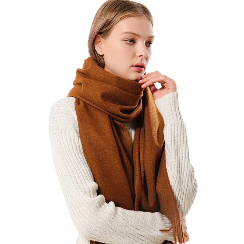 2018 женские кашемировые шарфы зимний шерстяной шарф хлопок сплошной цвет женский