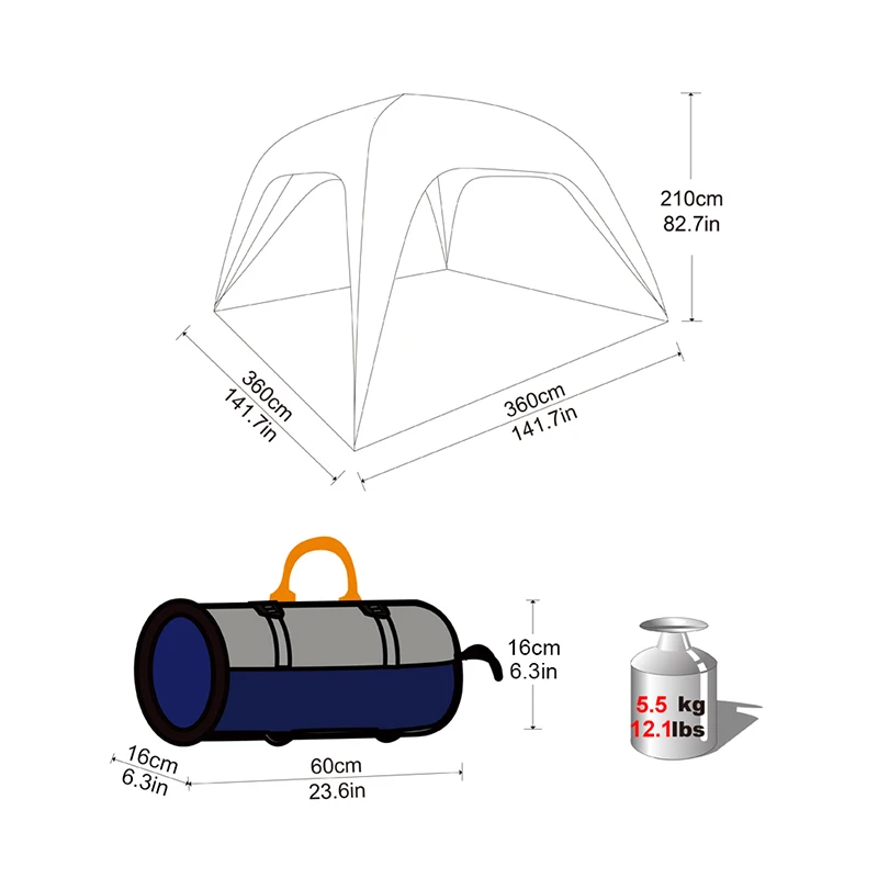 KingCamp Canopy Outdoor Tent Multipurpose Car Shelter Beach Umbrella for Patio Gazebo Wedding Party Commercial Fair | Спорт и