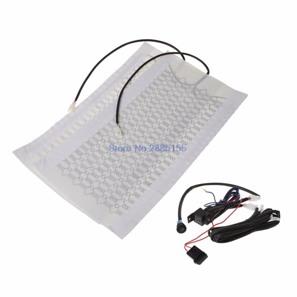 Новинка, 2 шт., 1 сиденье, 12 В, универсальные автомобильные сиденья из углеродного волокна с высоким/низким подогревом, с круглым переключателем, для зимы, C45
