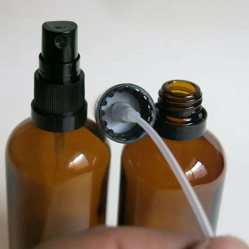 Оптовая продажа флакон из янтарного стекла 100 мл с черным распылителем для