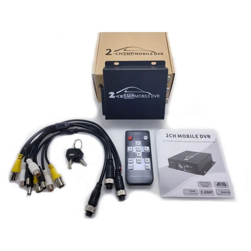 

Newest 2CH MINI mobile dvr Real-time HD 1080P 2 Channel SD DVR support 128GB/CVBS/AHD 5.0MP mini vehicle DVR with remote control