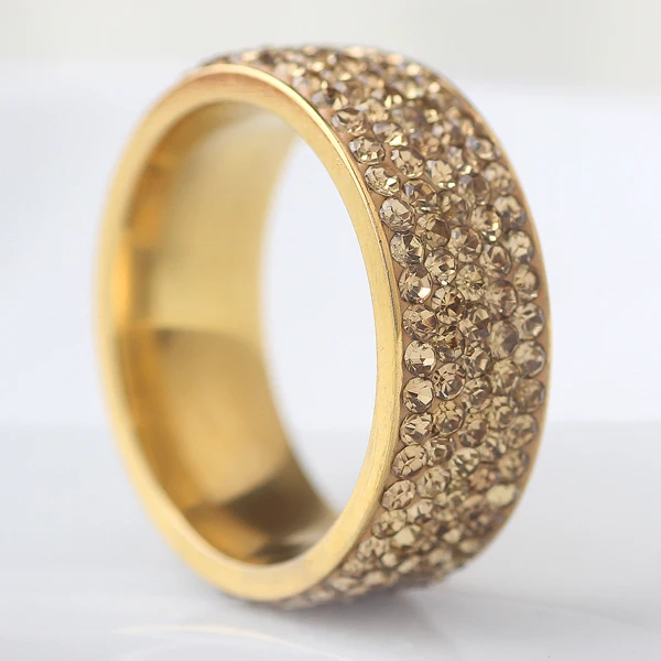 free shipping Gold Crystal Jewelry Free Shipping Wholesale Color Stainless Steel Weddind Rings for women | Украшения и аксессуары