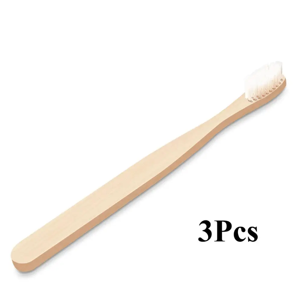 3Pcs White Fulljion бамбуковая зубная щетка, натуральная Экологичная зубная щетка, отбеливание зубов, портативная Мягкая зубная щетка для личного здоровья - Цвет: 3Pcs White
