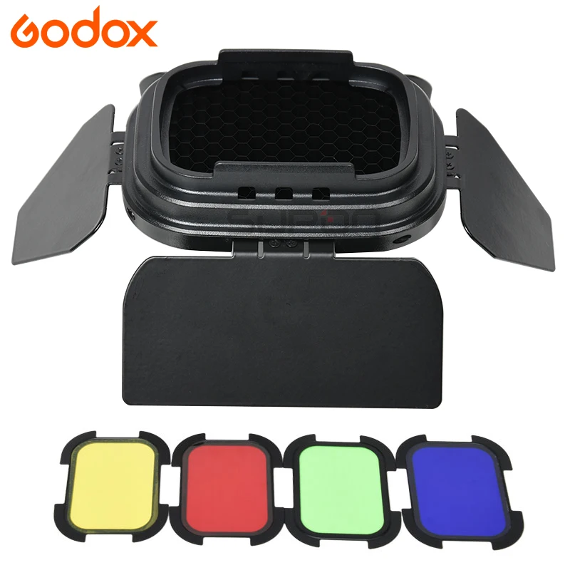 Godox BD-07 дверь сарая 4 Цвета Гелевые фильтры (красный желтый синий зеленый) с