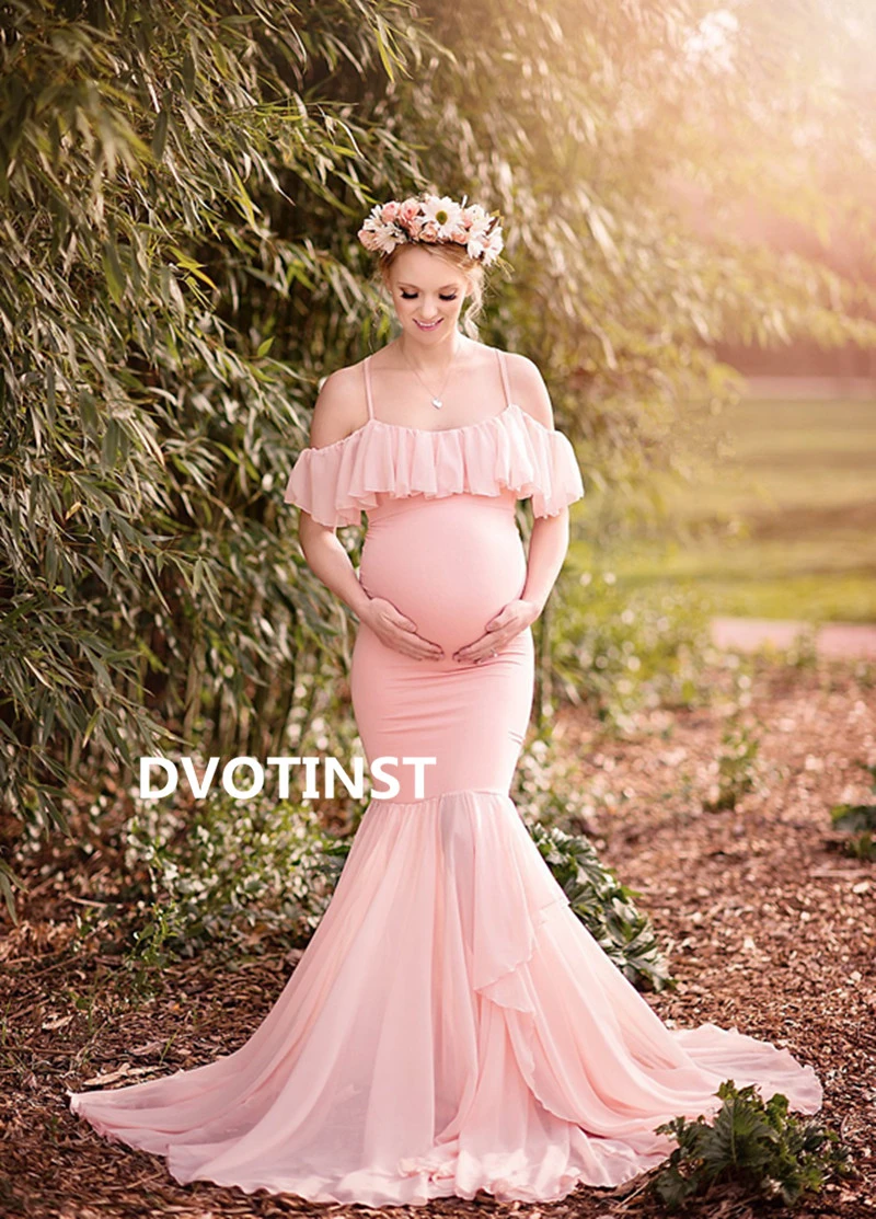 Dvotinst женское платье для фотосессии платья беременных мягкое с открытыми плечами