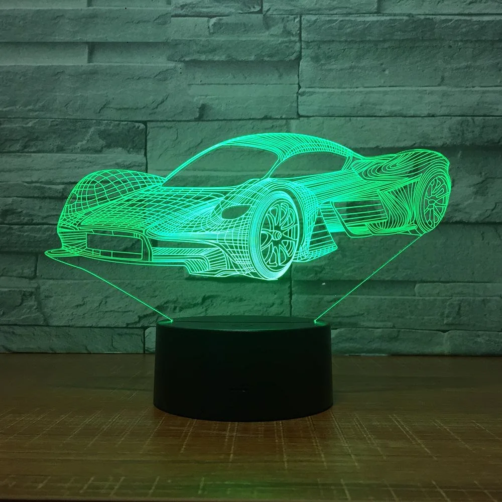 

LED Cool Sports Car Shape 3D Night Light USB Touch Button Car Table Lamp 7 Colors Changing Atmosphere Light Fixture Gifts Decor