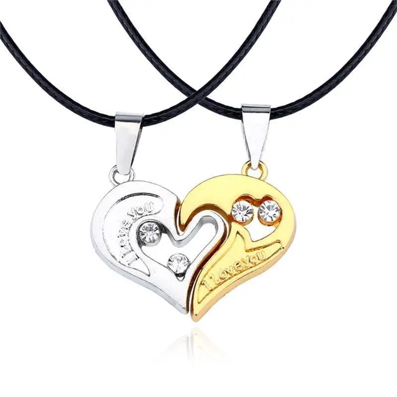 gold pendant I Love You, лучшие друзья, пара, ожерелье, ювелирное изделие, головоломка, BFF, замок, Тай Чи, сердце, подвески, ожерелье s для женщин, мужчин, подарок, колье - Окраска металла: gold pendant