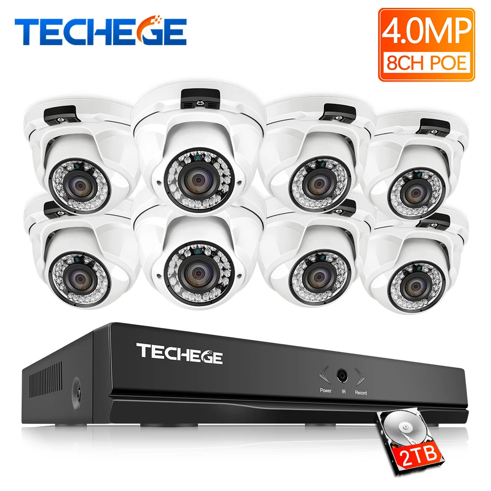 Techege H.265 8CH POE NVR CCTV Камера Системы 4MP IP 2560*1440 Ночное видение Обнаружение движения ONVIF