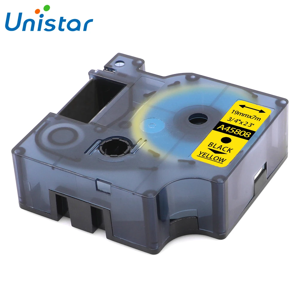 UNISTAR 5 PCS Compatible for Dymo Labels Tape 45808 Black on Yellow 19mm Label Printer Ribbon Tapes D1 | Компьютеры и офис