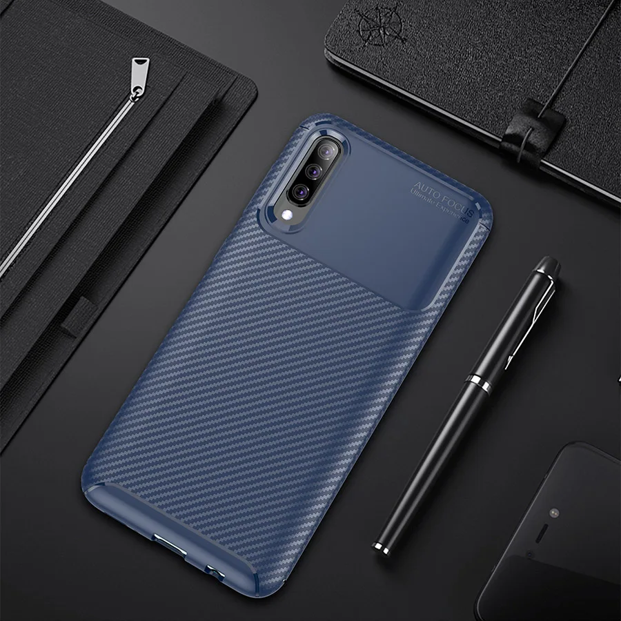 Для Samsung Galaxy A30 A50 чехол M20 M10 из углеродного волокна ТПУ ударопрочный для телефона