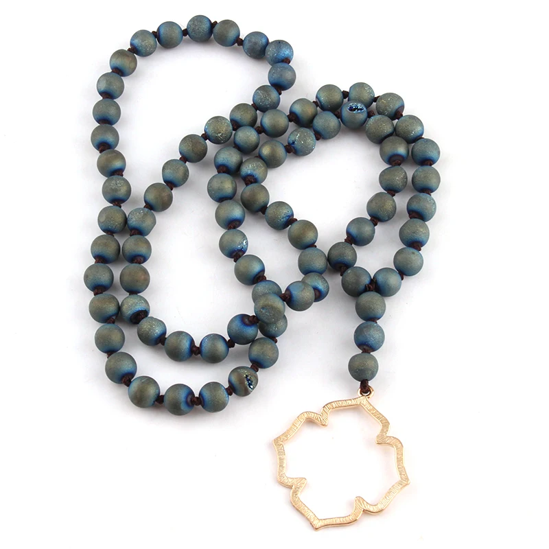 Бесплатная доставка модные ожерелья из натуральной друзы с длинным узлом |