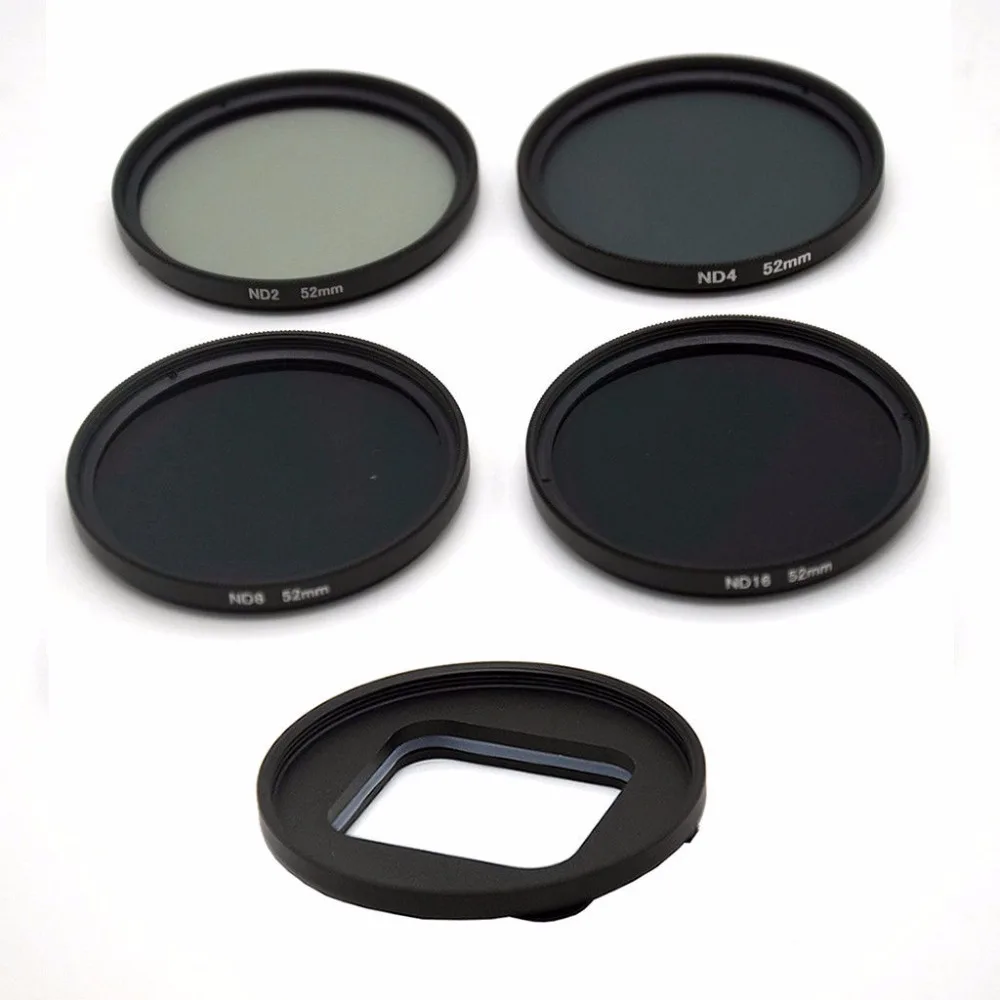 

5 in 1 52mm Screw free ND2/ND4/ND8/ND16 filter kit for Gopro Hero 7 6 5 Black