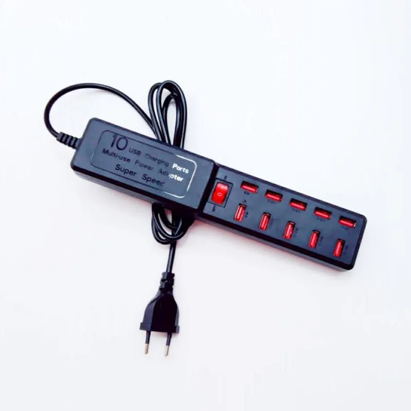 EU/US/UK AU разъем Мощность адаптер 10USB розетка смарт-идентификация зарядная