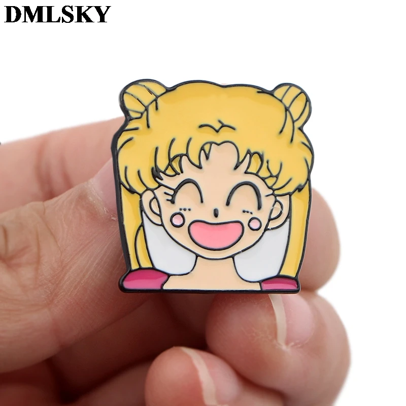 DMLSKY Anime girls Funny Cartoon Metal Pins Enamel Brooches for Women Men Lapel Pin Backpack Badge Denim Brooch Collar M3715 | Украшения и