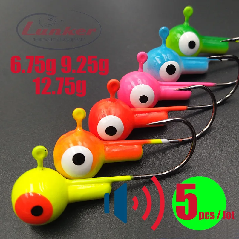 Lunker джиг головки 6 75 9 25 12 г звук Футбол Круглый крюк трубка погремушка крышка