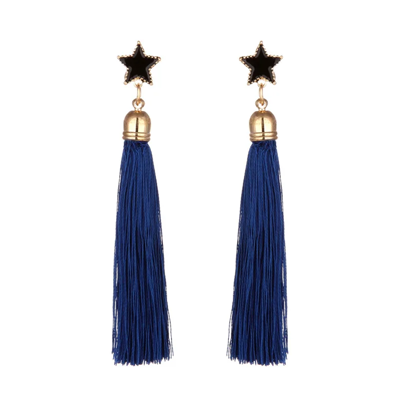 2017 New Arrival Fashion Bohemian Black Colorful Statement Star Tassel Drop Earrings For Women Ear Jewelry Bijoux Femme | Украшения и