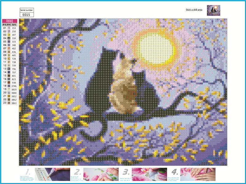 40x30 см 3D-5D-DIY алмазная вышивка с кошками живопись Сакурой крестиком настенные