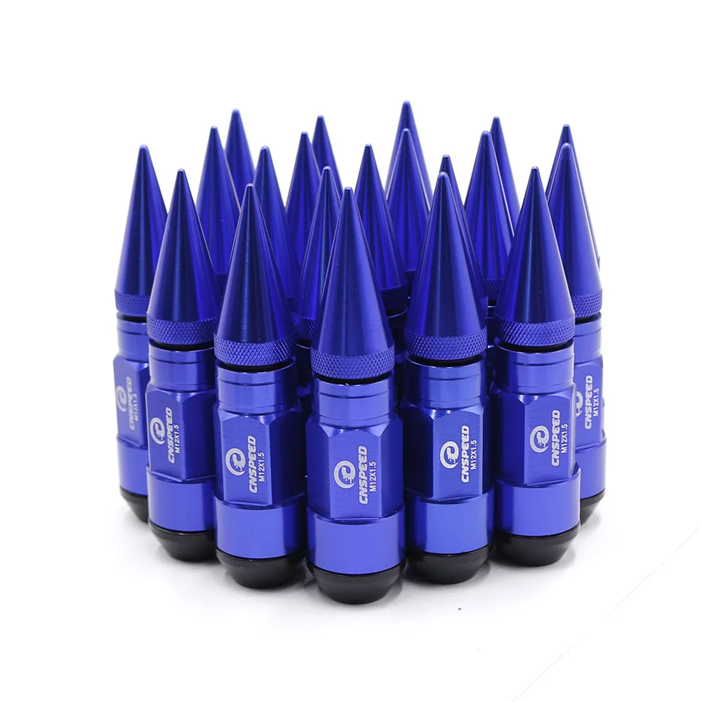 blue CNSPEED 20 шт. Колесные гайки алюминиевый и Железный Расширенный тюнер M12x1.5 93 мм колесные гайки с шипом для колес диски YC101152 - Название цвета: blue