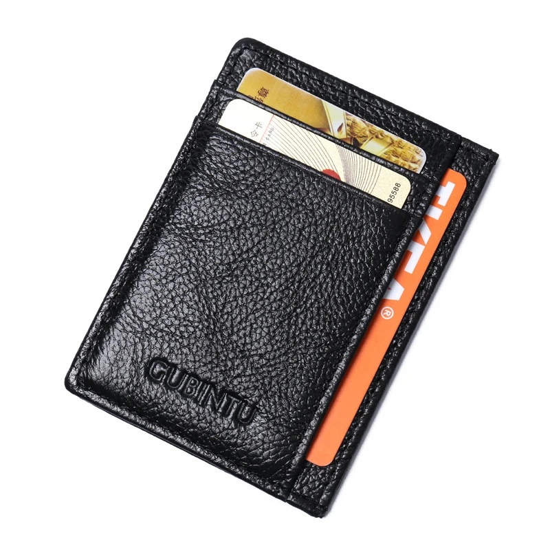 Мужской однотонный кошелек GUBINTU, мягпосылка для банковских карт, короткий тонкий чехол из натуральной воловьей кожи с кармашком для мелочи и карт