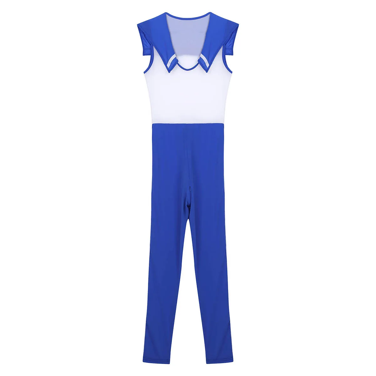 Blue Женский японский костюм школьницы, женское белье, прозрачный матросский воротник, прозрачный Гладкий купальник, комбинезон - Цвет: Blue