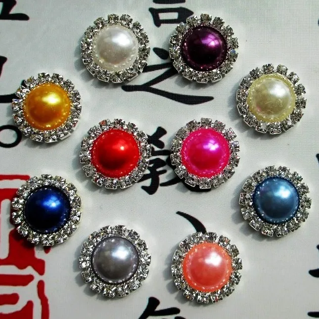 

20PCS Pearl Clasp Mixed Color Pearl Button DIY Accessories Manual Drill Hat Decorative Buckle Headwear Hair Accessories