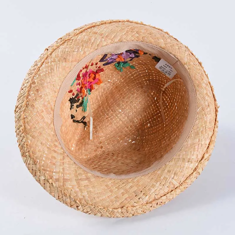 Соломенная шляпа Фибоначчи для женщин с цветочным принтом|Женские фетровые