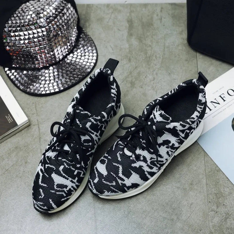 

plus size 34-45 New 2018 Women Lace Up Wedge Heel Shoes Height Increasing Casual Shoes Teens Flat Trainers Breathable Shoes