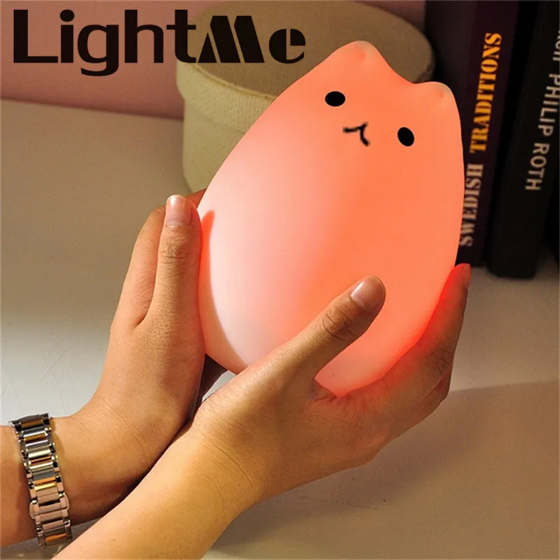 LightMe 7 цветов кошка светодиодный USB дети животное ночник силиконовый мягкий