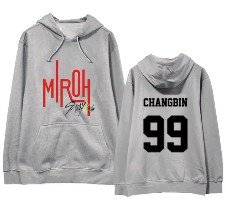 

Новое поступление kpop straykids miroh имя члена печать Пуловер Флисовые Толстовки с капюшоном белый/серый мужской свободные осень зимняя Толстовка